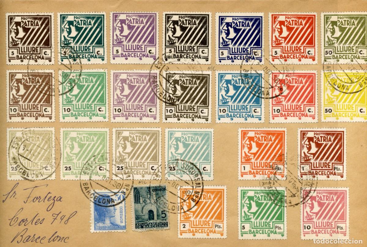Sellos: GUERRA CIVIL. LOCALES REPUBLICANOS BARCELONA 202/23 SERIE COMPLETA EN SOBRE SIN CIRCULAR