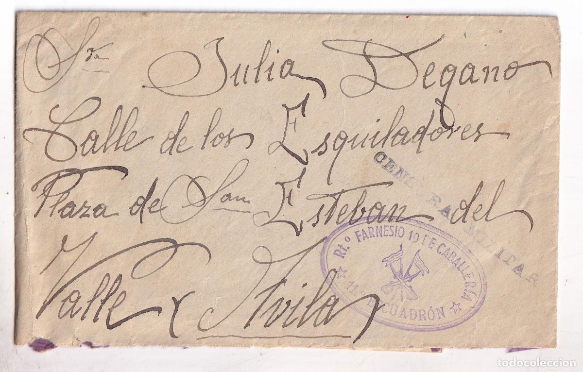 Sellos: SOBRE CON LA CARTA DE UN SOLDADO. NAVAS DEL MARQU&Eacute;S A &Aacute;VILA. 1937. FRANQUICIA Y CENSURA MILITAR