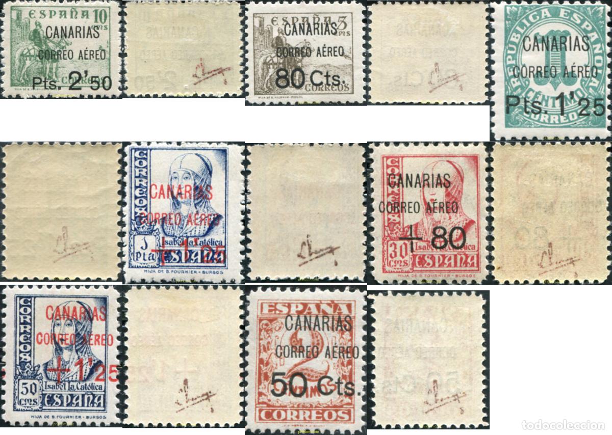 Sellos: 680831 HINGED ESPA&Ntilde;A. Canarias 1937 SELLOS HABILITADOS PARA EL CORREO A CANARIAS