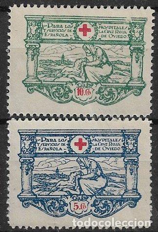 Sellos: Sellos Locales, Guerra Civil, Asturias OVIEDO, FESOFI n&ordm; 3 y 4 * *