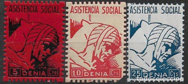 Sellos: Sellos Locales, Guerra Civil, Alicante, DENIA, FESOFI n&ordm; 25 a 27 * *