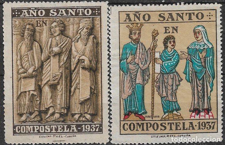 Sellos: Sellos Locales, Guerra Civil, Coru&ntilde;a, SANTIAGO DE COMPOSTELA, FESOFI n&ordm; 1 y 2 (*)