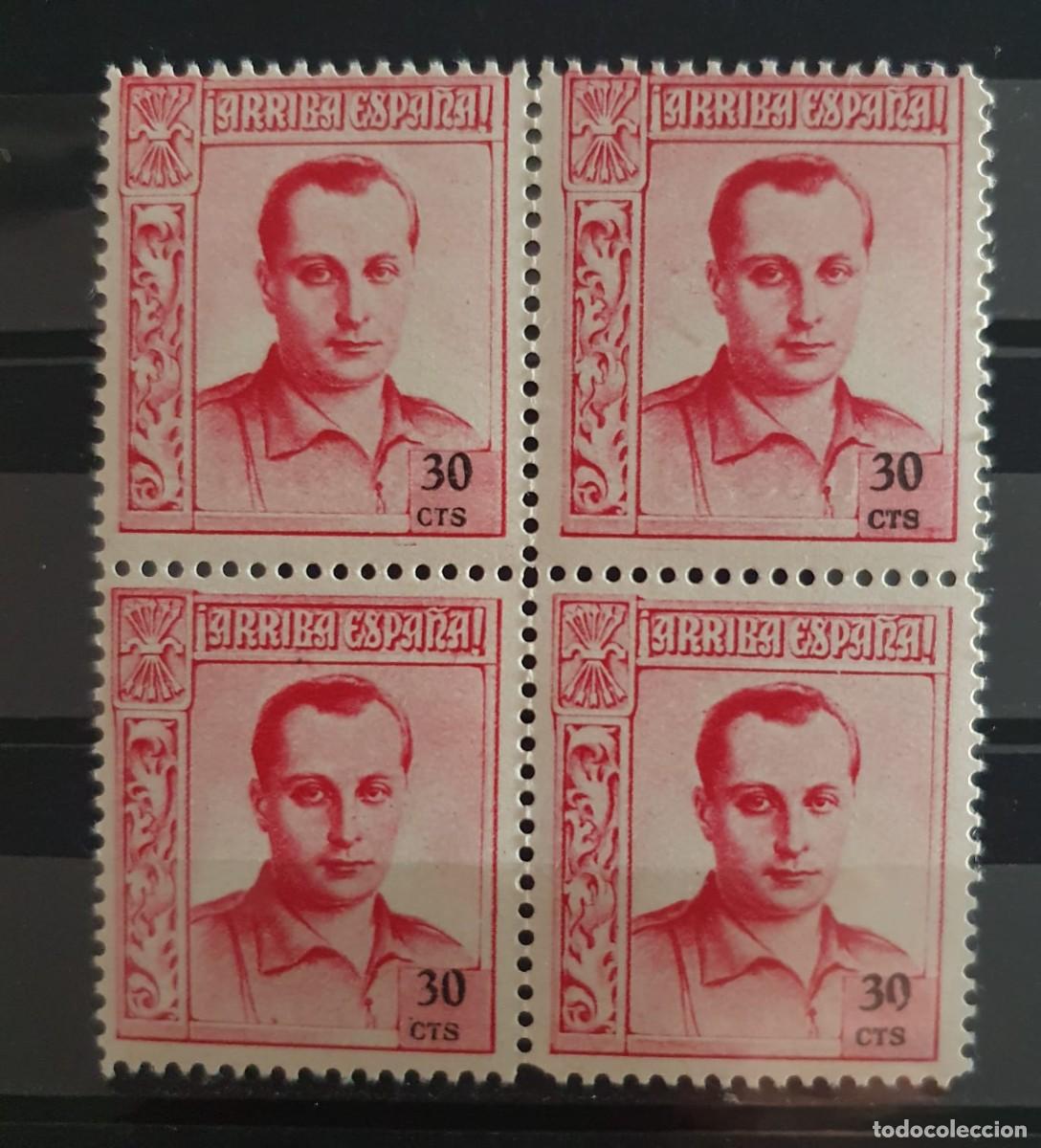 Sellos: BENEFICENCIA NE 17 ** BLOQUE DE 4 PRIMO DE RIVERA ESPA&Ntilde;A 1937