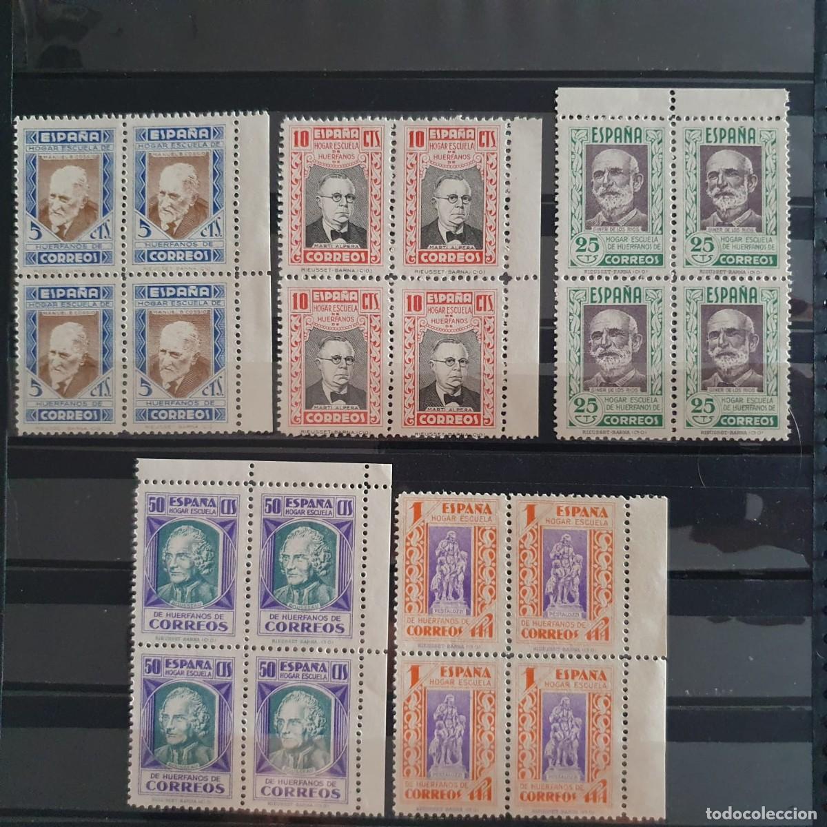 Sellos: BENEFICENCIA EDIFIL 12 ** A 16 ** PEDAGOGOS ESPA&Ntilde;A 1937 BLOQUE 4 borde HOJA