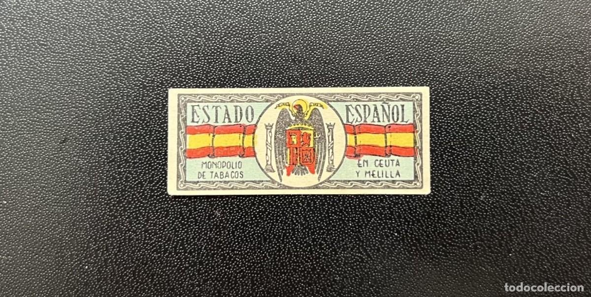 Sellos: Republica Espa&ntilde;ola Etiqueta.Monopolio tabaco en Ceuta y Melilla