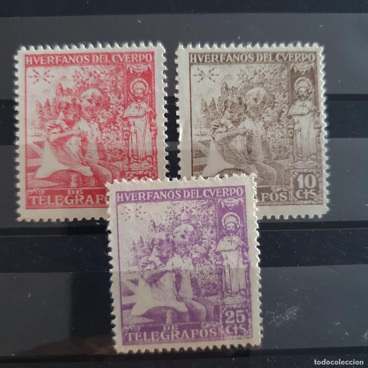 Sellos: HUERFANOS DE TELEGRAFOS EDIFIL 17 ** +18 ** + 19 ** espa&ntilde;a 1938