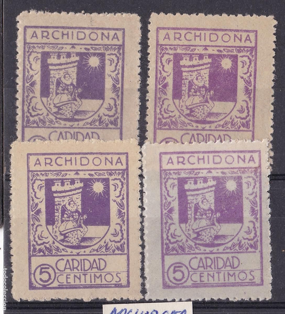 Sellos: FC4-28- Guerra Civil Caridad ARCHIDONA x 4 Nuevos ** /* VARIEDADES.LUJO