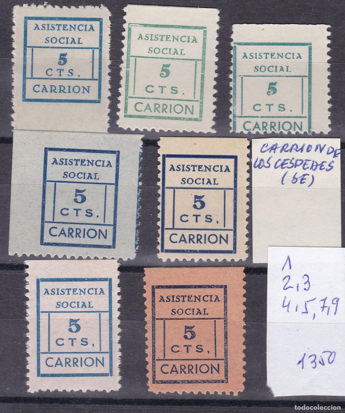 Sellos: FC4-93- Guerra Civil Asistencia Social CARRION x 7 Sellos Nuevos VARIEDADES. LUJO