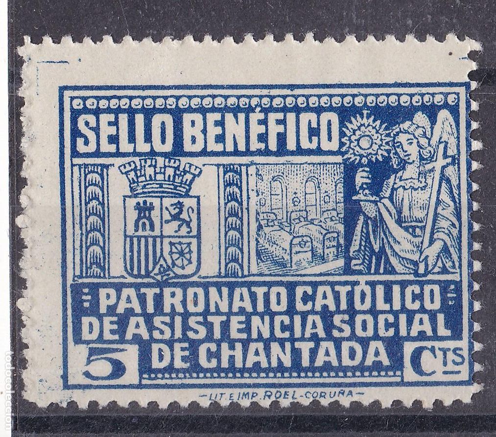 Sellos: SS3. -Guerra Civil Locales Beneficencia CHANTADA ** Sin Fijasellos