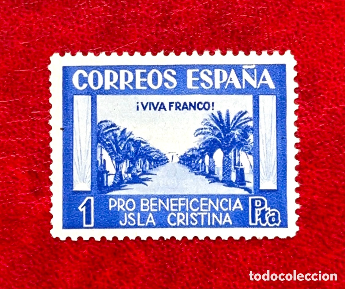 Sellos: Curioso sello Guerra Civil Isla Cristina Bando Nacional