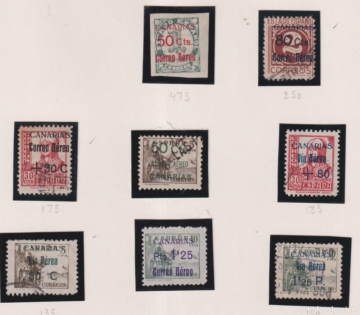 Sellos: CANARIAS - SOBREGARGA CORREO AEREO VIA AEREA -50 CTS, 80, +30 CTS, + 80, 1,25 P, 1,25 PTA - FOTOS AD