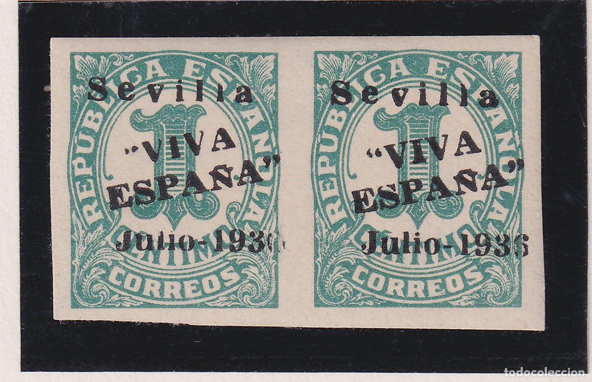 Sellos: LOTE DE 9 SELLOS CON SOBRECARGA : SEVILLA &rdquo;VIVA ESPA&Ntilde;A&rdquo; JULIO 1936 - VARIOS VALORES - VER FOTOS AD