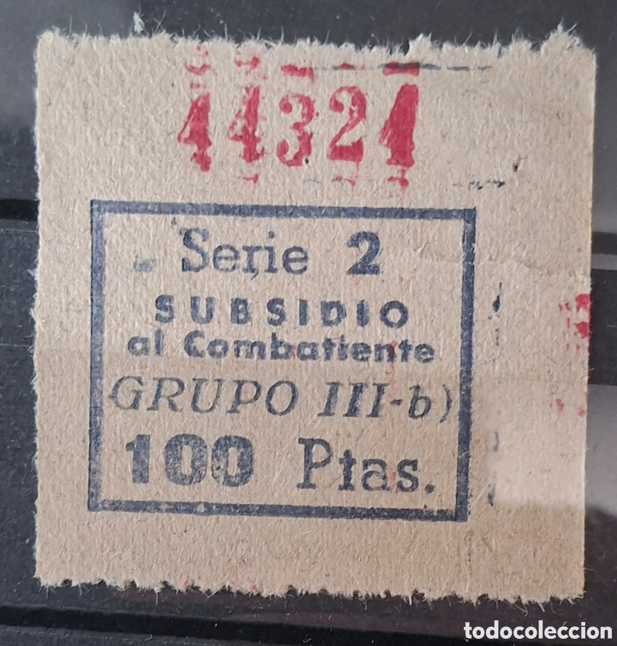 Sellos: Subsidio al combatiente 100 ptas serie 2 grupo III Raro