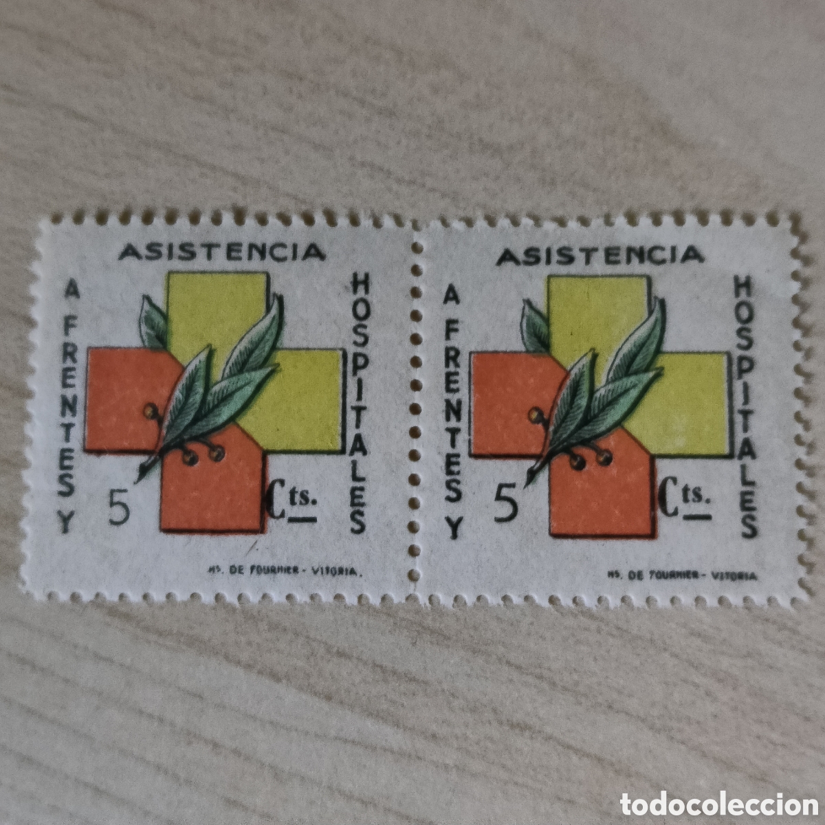 Francobolli: a61 RAR&Iacute;SIMO Asistencia a Frentes y Hospitales 5 cts Afinet 10ph Allepuz 29-30 cifras VER DESCRIPCI