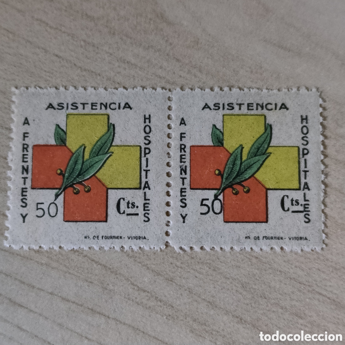 Briefmarken: a61 RAR&Iacute;SIMO Asistencia a Frentes y Hospitales 50 cts Afinet 14ph Allepuz 35-36 cifras VER DESC