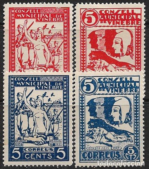 Sellos: Sellos Locales, Guerra Civil, Tarragona, VINEBRE, FESOFI n&ordm; 9 a 12 *