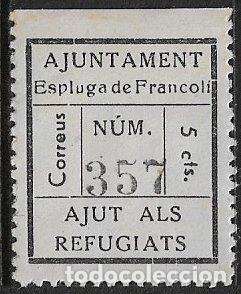 Stamps: Sellos Locales, Guerra Civil, Tarragona, ESPLUGAS DE FRANCOL&Iacute;, FESOFI n&ordm; 1a *