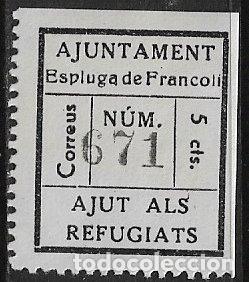 Stamps: Sellos Locales, Guerra Civil, Tarragona, ESPLUGAS DE FRANCOL&Iacute;, FESOFI n&ordm; 1 * *
