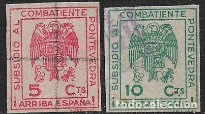 Sellos: Sellos Locales, Guerra Civil, Pontevedra, FESOFI n&ordm; 12 y 14 (o)