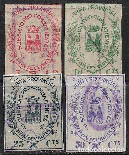 Sellos: Sellos Locales, Guerra Civil, Pontevedra, FESOFI n&ordm; 6 a 9 (o)