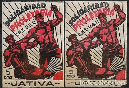 Sellos: Sellos Locales, Guerra Civil, Valencia , J&Aacute;TIVA, FESOFI n&ordm; 3 y 4 * *