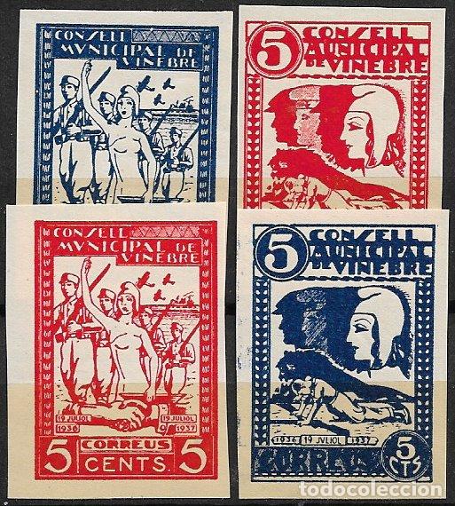 Sellos: Sellos Locales, Guerra Civil, Tarragona, VINEBRE, FESOFI n&ordm; 9s a 12s * *