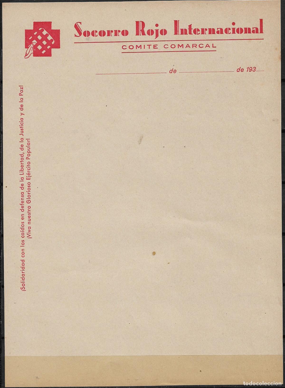 Sellos: Guerra Civil. Socorro Rojo Internacional. Papel de carta, color crema (*)