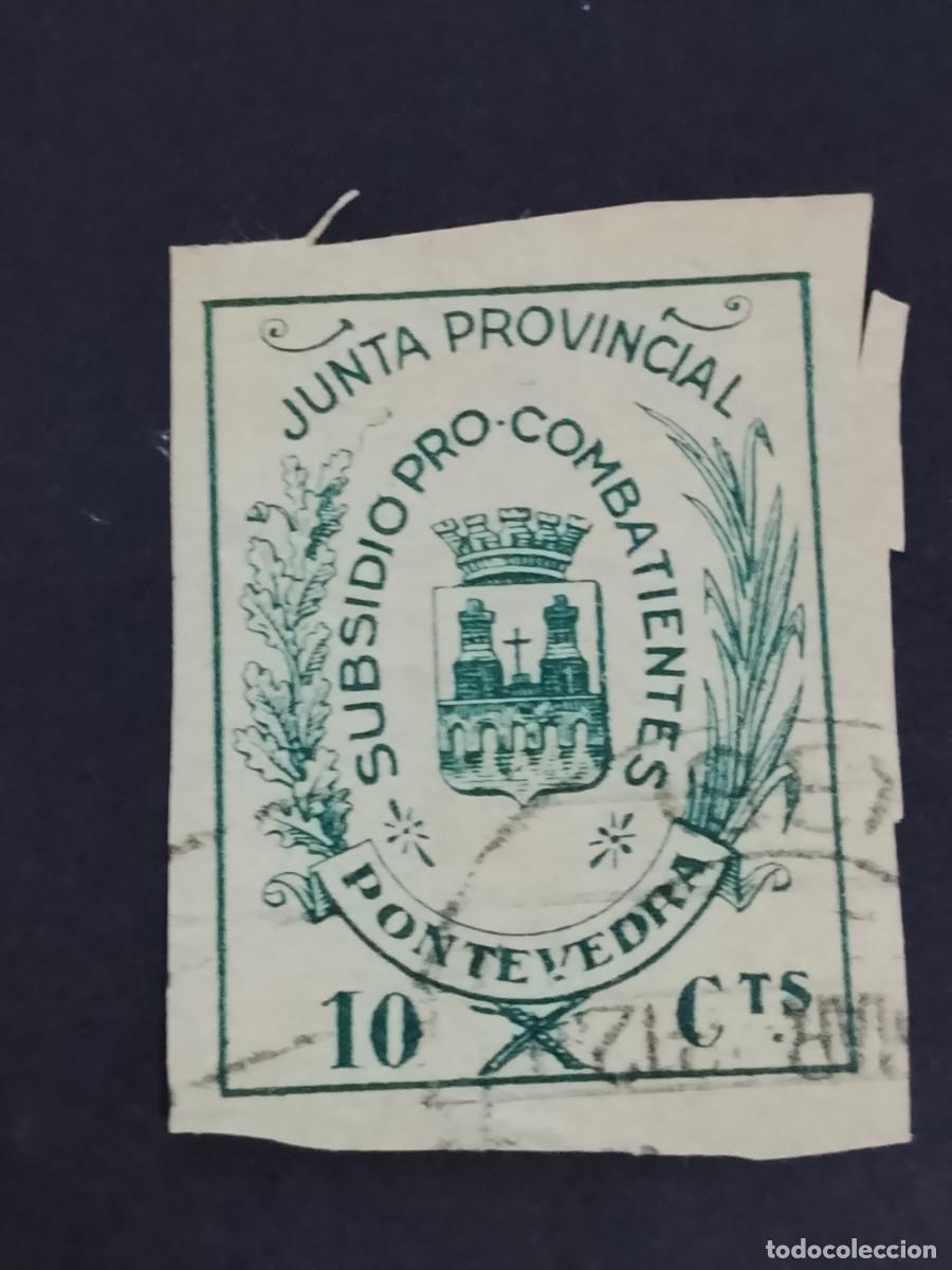 Sellos: Sello Junta Provincial de Pontevedra. Subsidio por-combatientes
