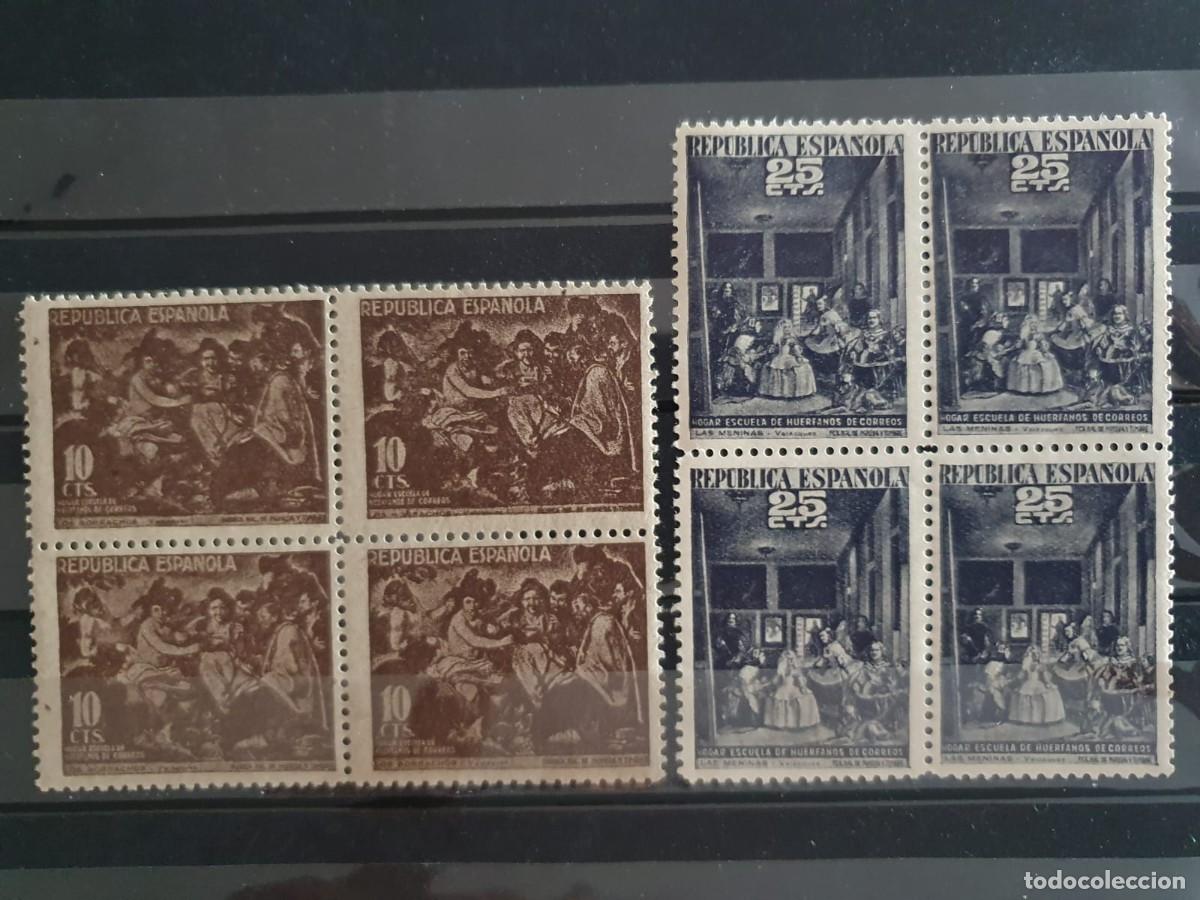 Sellos: BENEFICENCIA HUERFANOS CORREOS EDIFIL 30 ** + 31 ** BLOQUE 4 ESPA&Ntilde;A 1938