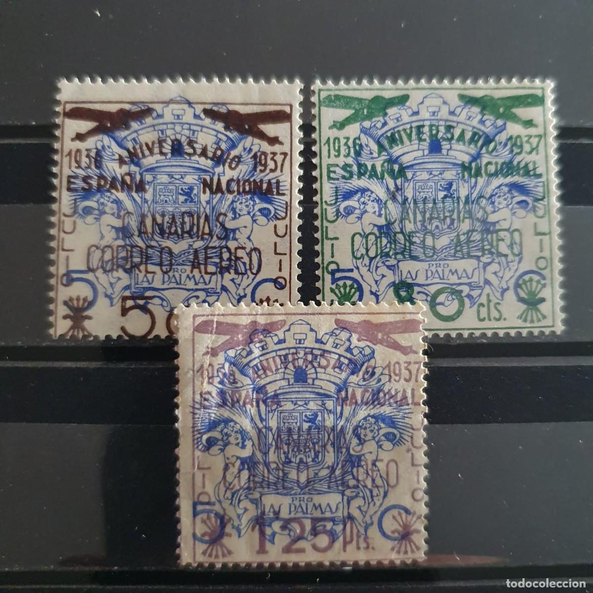 Sellos: CANARIAS EDIFIL 31 a 33 * ESPA&Ntilde;A 1937 serie completa