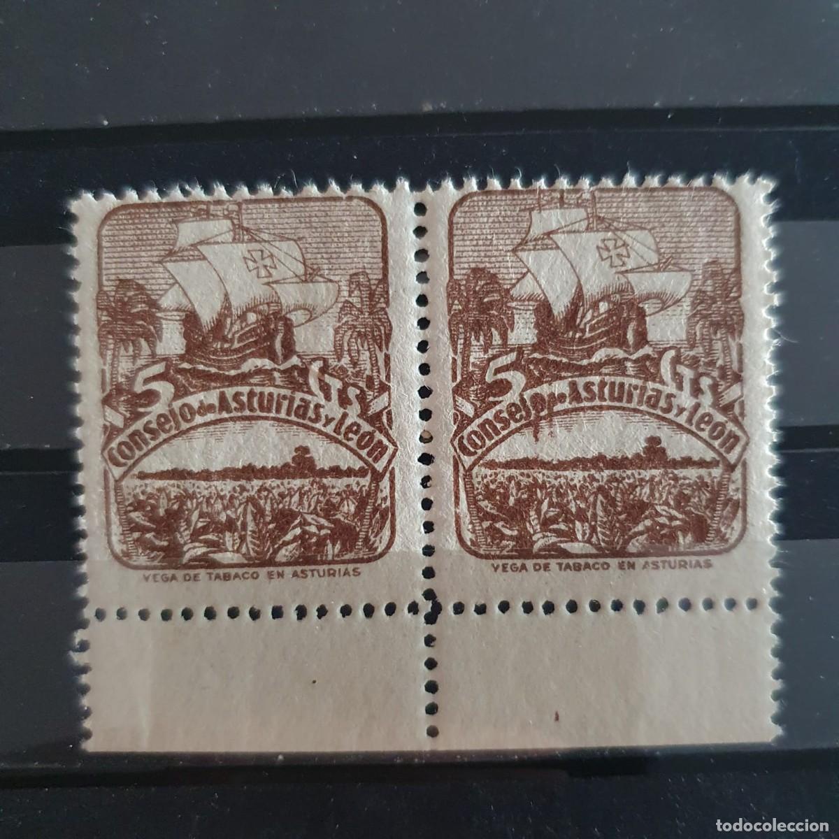 Sellos: ASTURIAS EDIFIL 6 ** PAREJA ESPA&Ntilde;A 1936