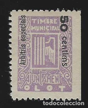 Sellos: OLOT (GERONA). TIMBRE MUNICIPAL. ARBITRIS ESPECIALS. 50 C&Eacute;NTIMOS. MNH **MUY RARO.