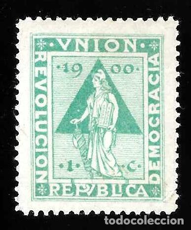 Sellos: UNI&Oacute;N. REP&Uacute;BLICA. REVOLUCI&Oacute;N. DEMOCRACIA. VI&Ntilde;ETA INDEPENDENTISTA 1900.