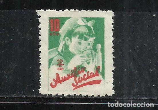 Sellos: Q500T-SELLO BEN&Eacute;FICO FALANGE GUERRA CIVIL NUEVO MNH ** AUXILIO SOCIAL 10 C&Eacute;NTIMOS VERDE.NI&Ntilde;A.