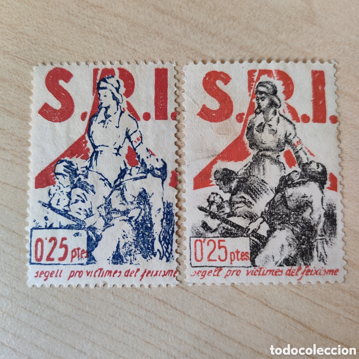 Sellos: a62 RARO S.R.I. Segell Pro Victimes del Feixisme 0,25 ptes Allepuz 1253 afinet 107 SRI Socors Roig