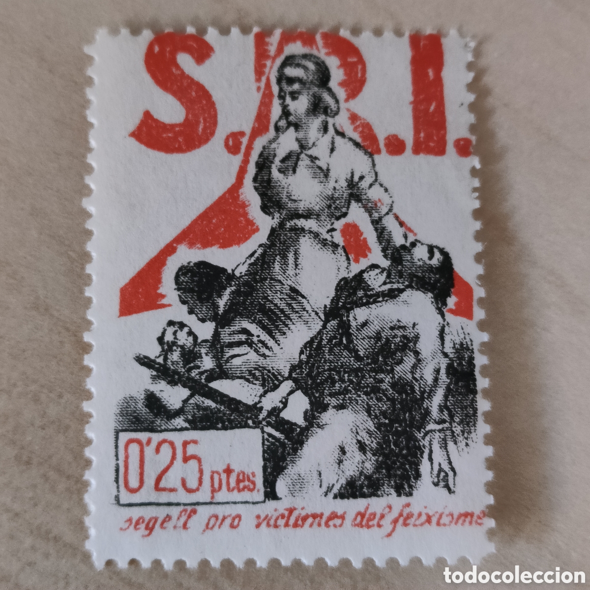 Sellos: S.R.I. Pro Victimes del feixisme 0,25 ptes 25 cts Allepuz 1252 Afinet 105 Socorro Rojo Internacional