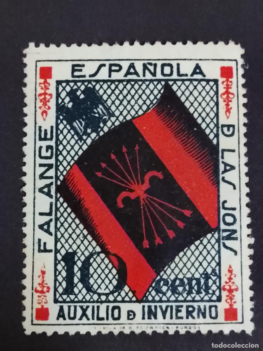 Sellos: Sello Falange Espa&ntilde;ola y de las JONS. Auxilio de invierno. 10 c&eacute;ntimos