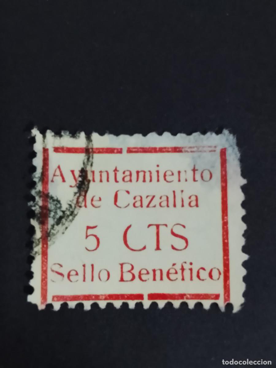 Sellos: Sello Ayuntamiento de Cazalla. 5 c&eacute;ntimos. Sello ben&eacute;fico