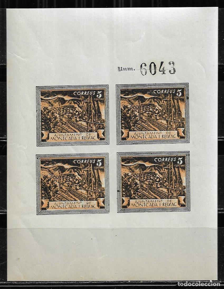 Sellos: ESPA&Ntilde;A GUERRA CIVIL, HOJA BLOQUE MONTCADA I REIXAC - VIAS DEL TREN. MNH.