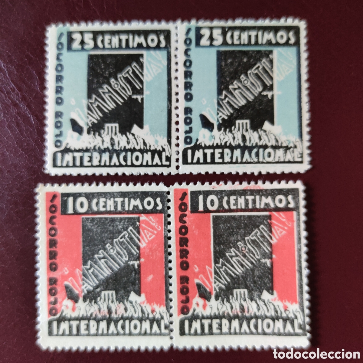 Sellos: 1a0 RARO Socorro Rojo internacional Amnistia Opresi&oacute;n en ASTURIAS Allepuz 1068 - 1069 S.R.I. pareja