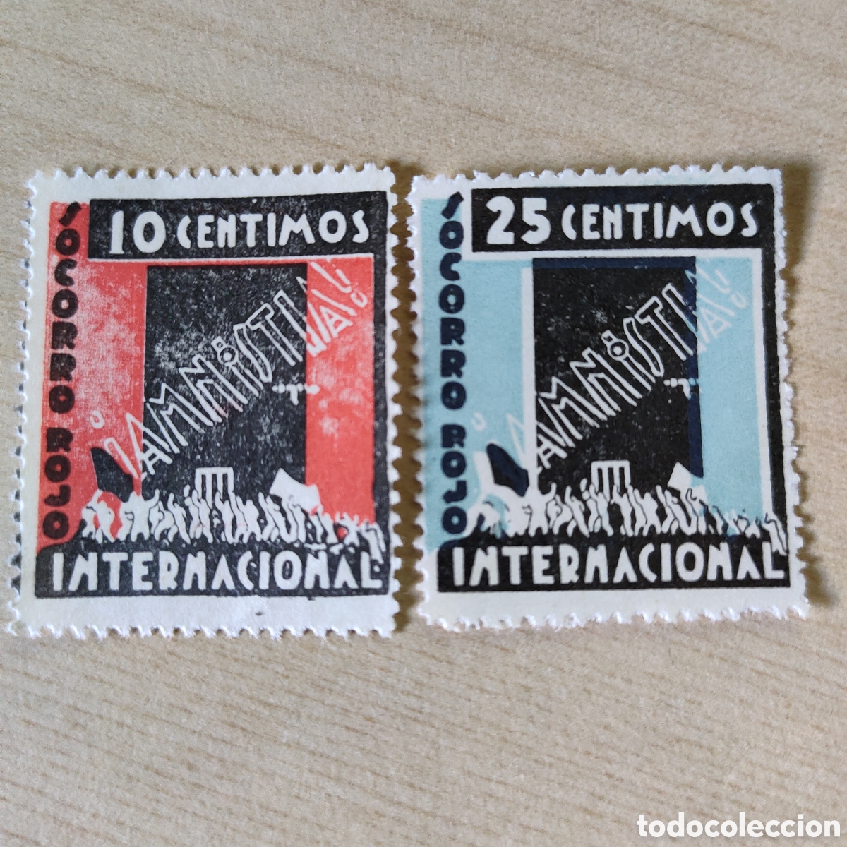 Sellos: 1a0 Socorro Rojo Internacional Amnistia Opresi&oacute;n en Asturias Allepuz 1068 1069 S.R.I.