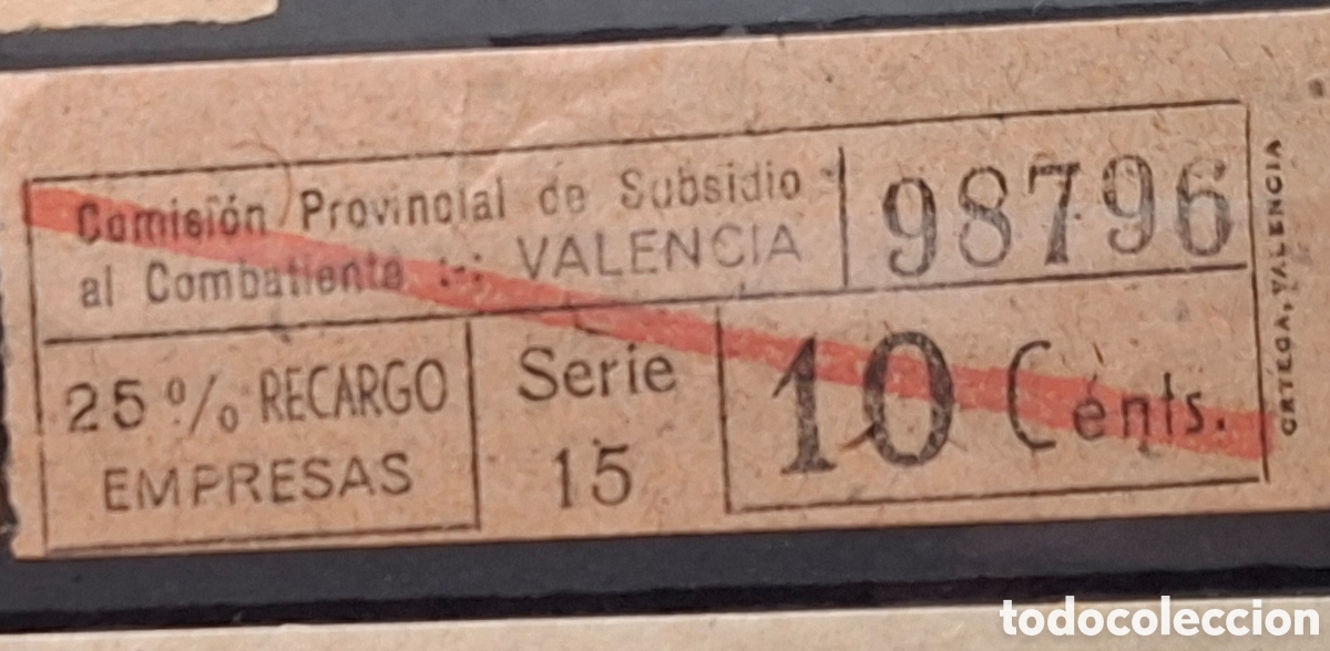 Sellos: Subsidio al combatiente valencia 4 tikets - Foto 2