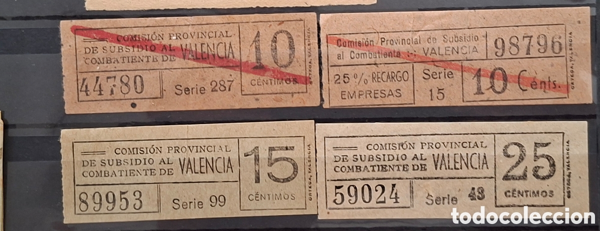 Sellos: Subsidio al combatiente valencia 4 tikets