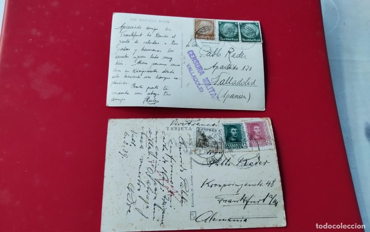 Sellos: VALLADOLID , DOS POSTALES CON CENSURA MILITAR DE LA LOCALIDAD , GUERRA CIVIL