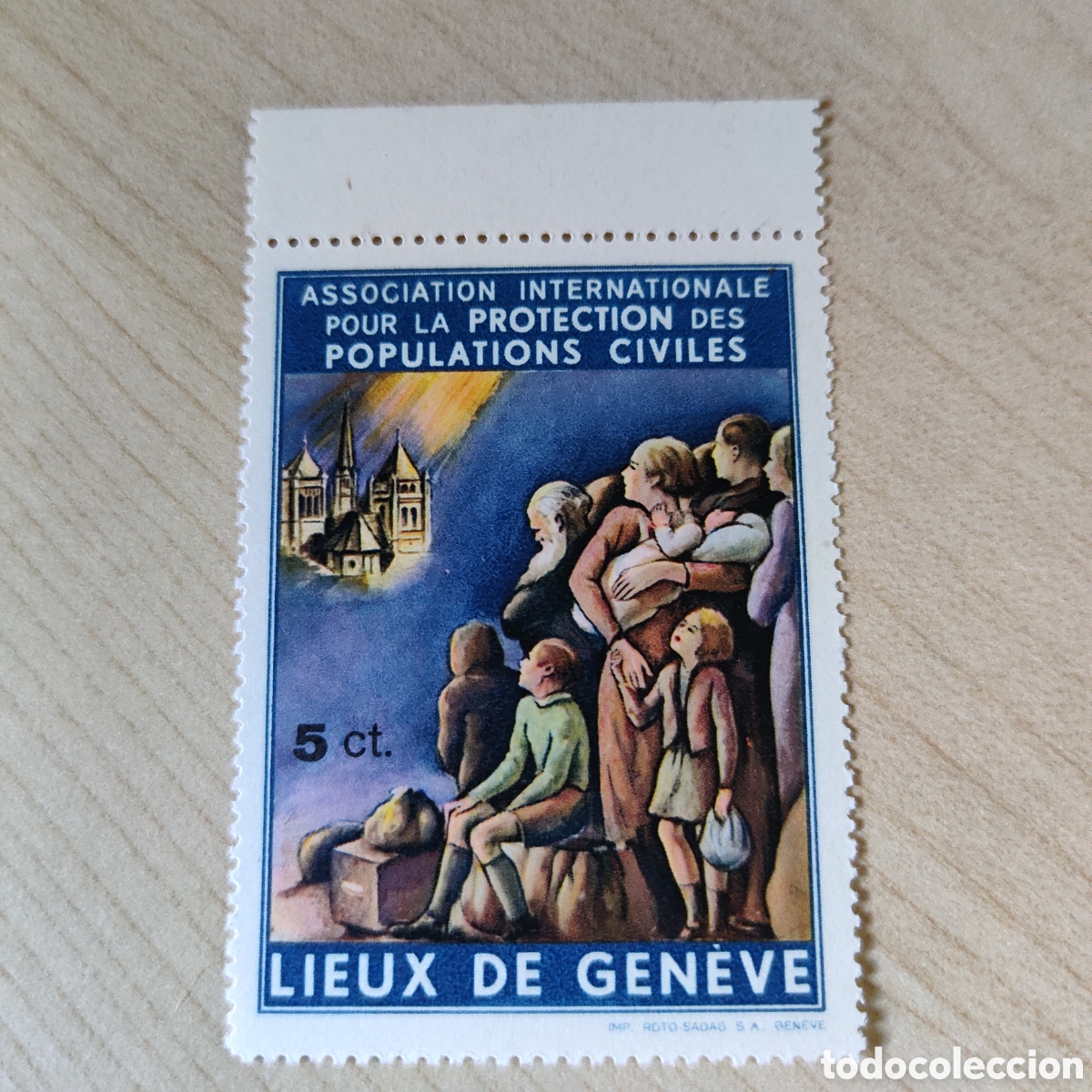 Sellos: a72 Lieux de Geneve. Protection des Populations Civiles Allepuz 2790 5 ct. Emitida Suiza VER DESCRIP