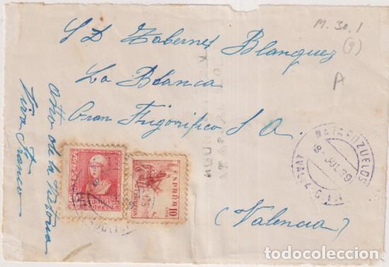 Stamps: Frontal de Carta de matapozuelos (Valencia) a Valencia del 8-jul, -39. Fechado y Franqueado con Edif