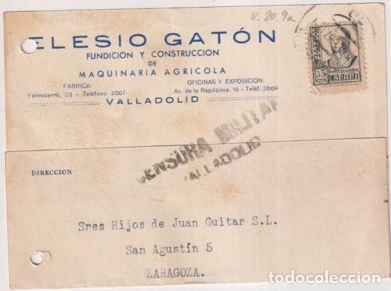 Sellos: Elesio Gat&oacute;n. Fundici&oacute;n y Construcci&oacute;n de maquinarias. Valladolid. Carta con Membrete. Franq. y Fech