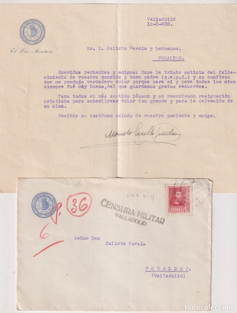 Sellos: Carta de Valladolid (Camp.. oficial de la ProP. Urbana de la Provincia) Al Vicesecretario en Pozalde