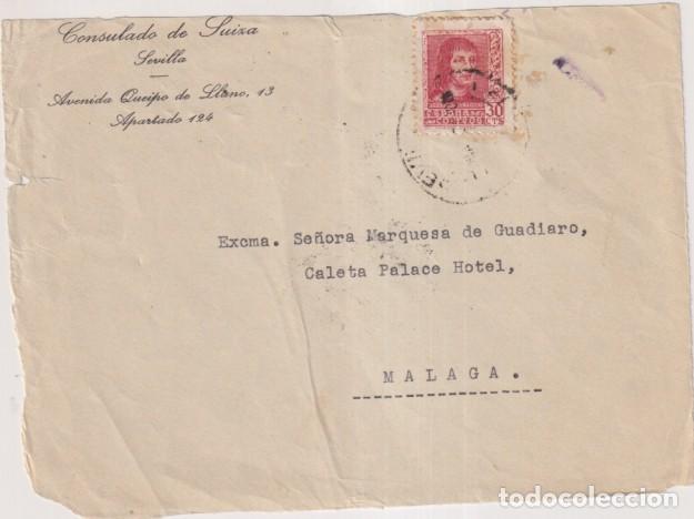 Sellos: Frontal de Carta Del consulado de Suiza en Sevilla Sra. marquesa de Guadiaro. m&aacute;laga de may. del 38