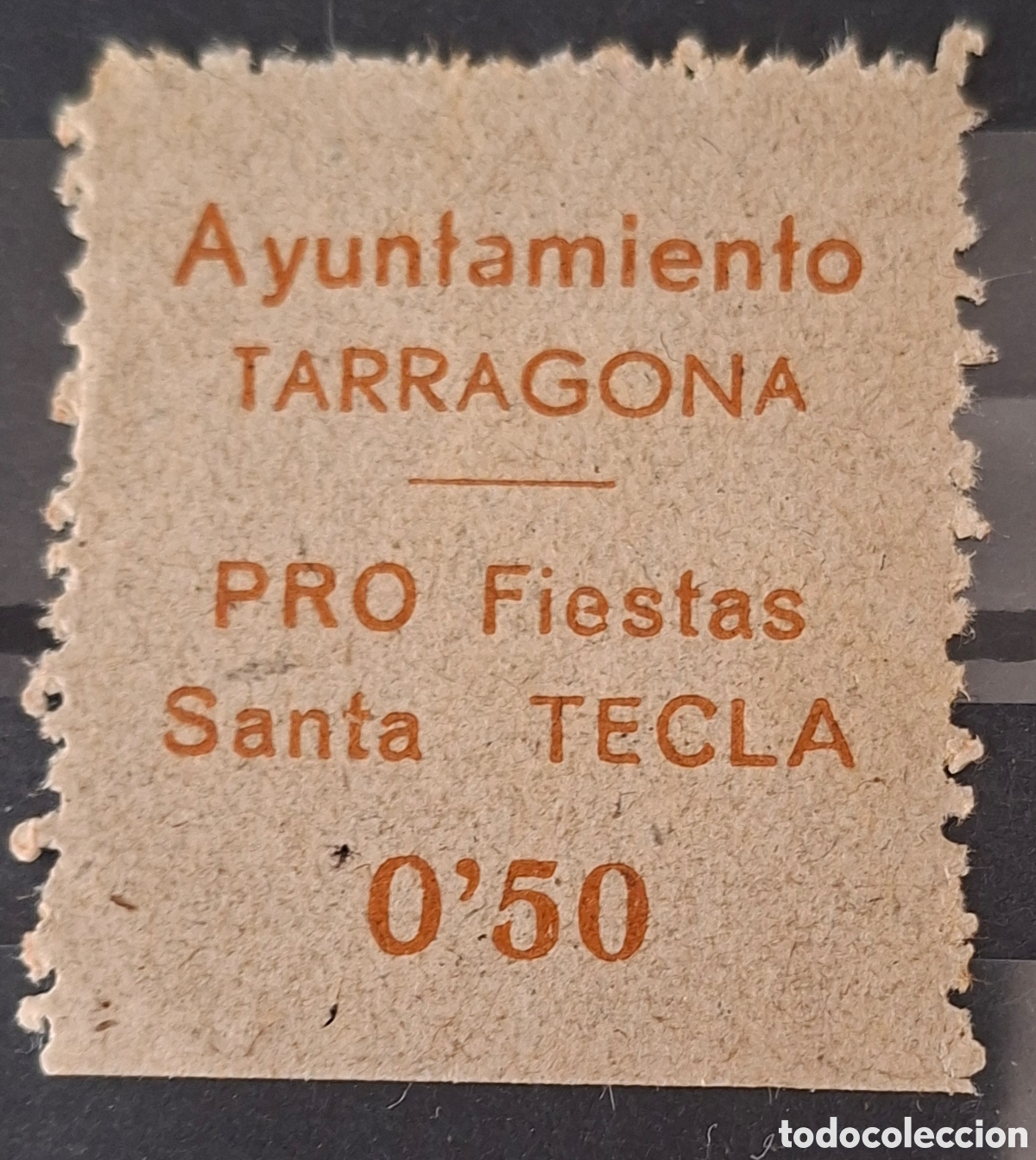 Sellos: Vi&ntilde;eta Ayuntamiento de Tarragona Pro fiestas Santa tecla 0.50